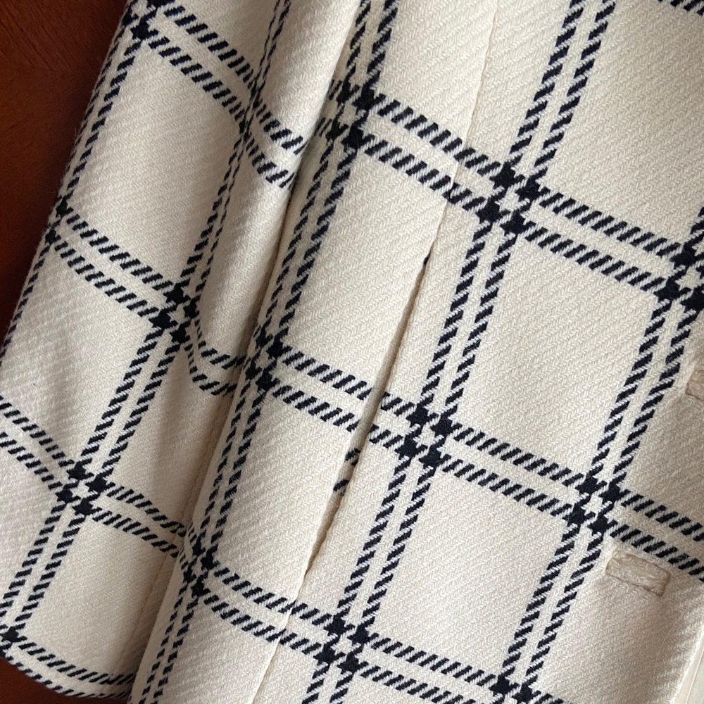 Vintage Valerie Stevens Cream Windowpane Plaid Coat with Black Grid - Picture 5 of 12
